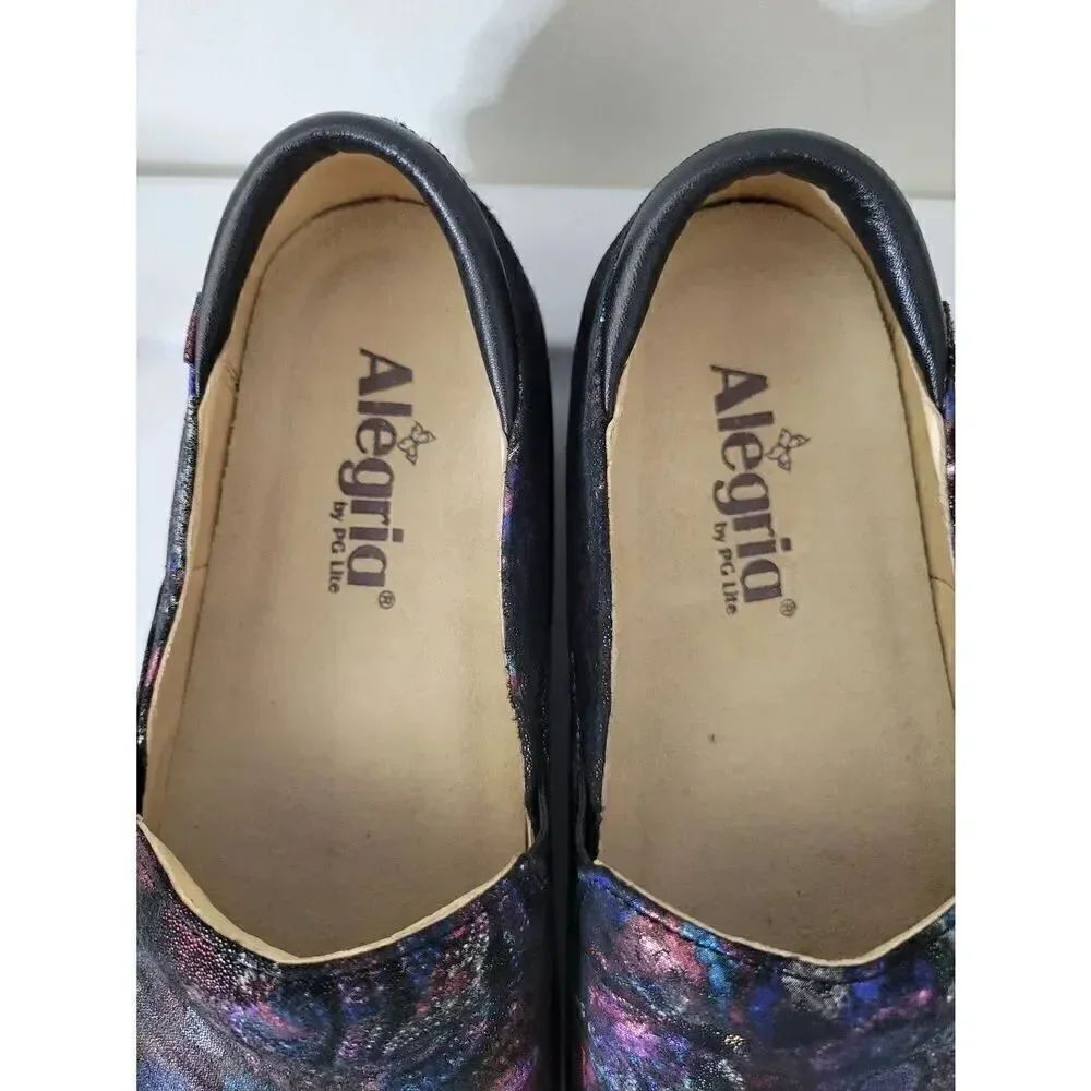 Alegria by PG Lite KEL-753 Metallic Floral Leather Clogs Shoes size 9, 39 - Picture 5 of 8